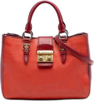 Miu Miu Pre-owned Miu Miu Bicolor Goatskin Madras Satchel Ladies X2OL523QOZ727TFV