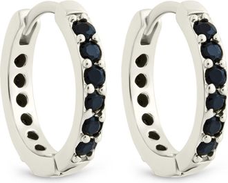 Sterling Forever Zadie CZ Everyday Hoop Earrings in Silver/black at Nordstrom Rack