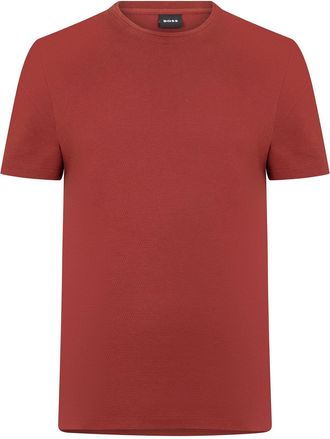 HUGO BOSS Mens Tiburt Bubble Structure Cotton Short Sleeve T-Shirt in Open Brown - Size X-Large