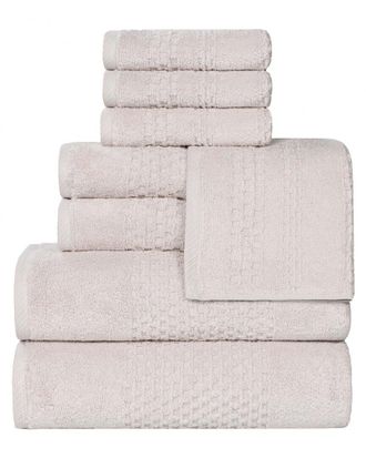 Superior Playa Zero Twist Cotton Medium Weight Solid Waffle Textured 8Pc Towel Set