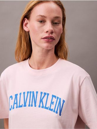 Calvin Klein Jeans Calvin Klein Womens Boxy Varsity Logo T-Shirt - Pink - XS