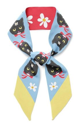 Centinelle Naoko Cat Twilly Ribbon Scarf in Multicolor at Nordstrom
