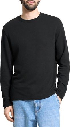 Theory Delroy Textured Long Sleeve T-Shirt in Black at Nordstrom, Size Xx-Large