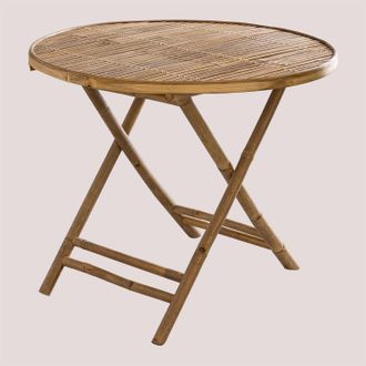 Sklum Mesa De Jard&iacute;n Redonda &Oslash;90 Cm Plegable En Bamb&uacute; Lipe Sklum