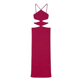 Circus Hotel Kleedjes, Dames, Roze, S, Polyester, Fuchsia Gekruiste Band Cut Out Jurk