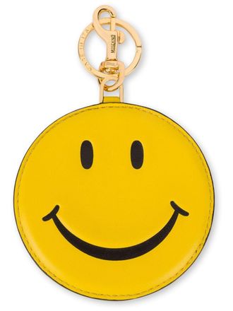 Moschino smiley-face leather keychain - women - Sheepskin - One Size - Yellow