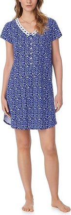 Eileen West Womens Short Cap Sleeve Sleepshirt Womens Jumpsuit & Rompers One Piece Navy Ground Shells : SM, Cotton