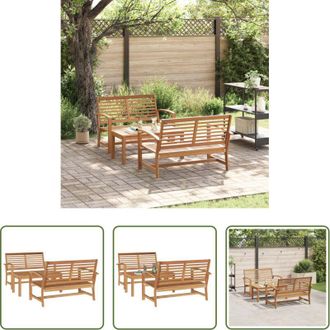 vidaXL vidaXL Divano in teak - Set Divano da Giardino 3 pcs Naturale Legno di teak solido