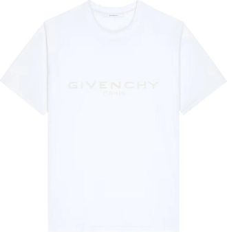 Givenchy T-shirt van katoen en zijde met Paris jacquard - Heren - T-shirts - Wit - L - Katoen - Tops