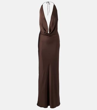 Rotate Draped chiffon maxi dress