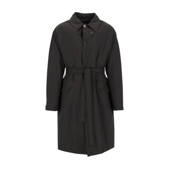 Dolce & Gabbana Ge&iuml;soleerde jas met riem - Heren - Jas met riem - Zwart - L - Leer - Jassen