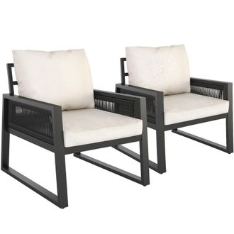 TecTake Captive aluminum garden lounge set in rope design in Dark Grey | Size: 2 Seater