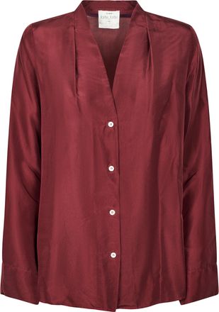 Forte_Forte V-Neck Silk Shirt with Relaxed Fit