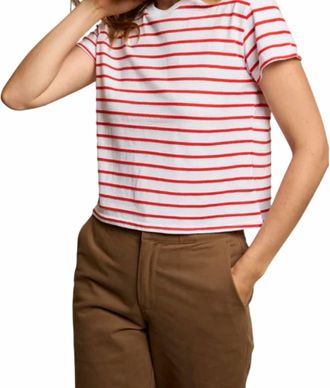 perfectwhitetee Everett Tee In Tomato Stripe
