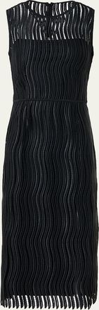 Akris Techno Wave Guipure Sheath Midi Dress
