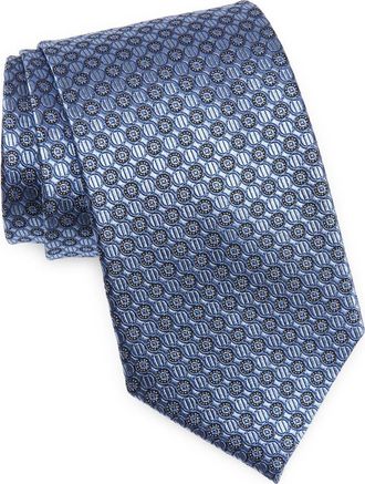 Nordstrom Neat Silk X-Long Tie in Light Blue at Nordstrom
