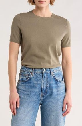 Nordstrom Slim Fit Short Sleeve Sweater in Green Vetiver at Nordstrom Rack, Size Xx-Large