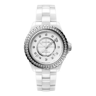 Chanel J12 Horloge met Diamanten Lunette - Dames - Horloges - Wit - ONE Size - Accessoires