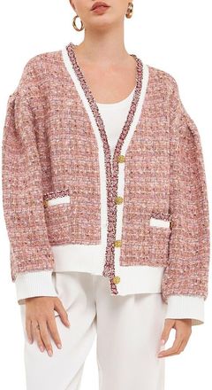 endless rose Premium Bouclé Wool Blend Cardigan in Pink at Nordstrom, Size X-Small