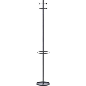 Beliani Coat Rack Black Steel Metal 180 cm Freestanding Clothes Stand with Umbrella Stand Modern Hallway GILLAM