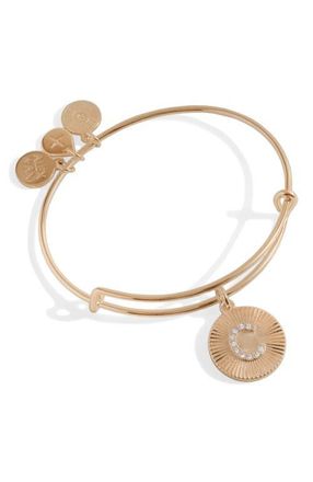Alex and Ani Pave Starburst Texture Initial Bangle Bracelet in Gold - C at Nordstrom
