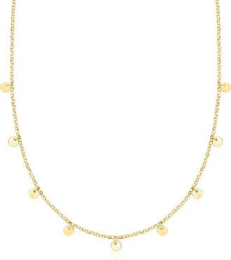 RS Pure by Ross-Simons Italian 18kt Gold Over Sterling Disc Station Necklace