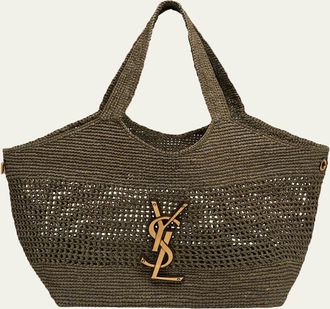 Saint Laurent Icare Medium Crochet Raffia Tote Bag