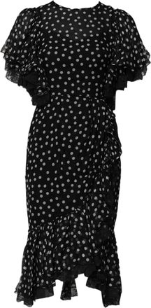 Dolce & Gabbana Black White Lace Polka Dot Chiffon Womens Dress
