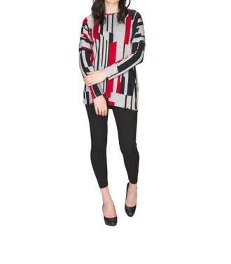 Papillon Linear Print Oversized Sweatshirt In Red