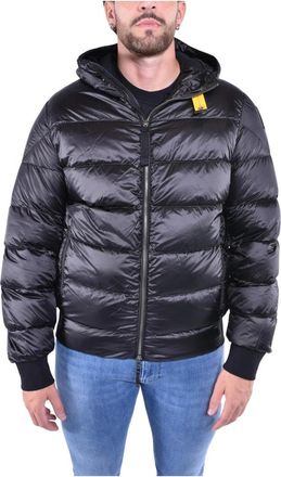 Parajumpers Down Jackets, male, Black, XL, Hooded Nylon Jacket Sheen Family