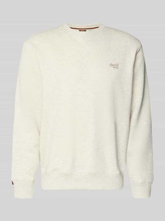 Superdry Sweatshirt mit Rundhalsausschnitt und Label-Stitching in Hellgrau Melange, Gr&ouml;&szlig;e XXXL