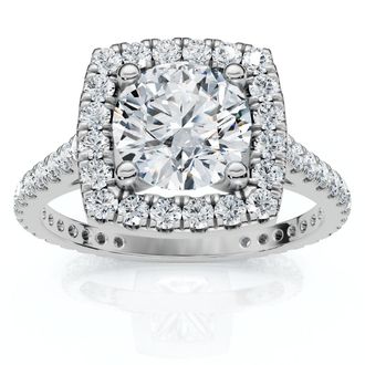 Pompeii3 1 1/3Ct Round Halo Diamond Engagement Ring 14k Gold Lab Grown