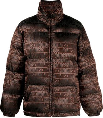 Moschino monogram-pattern puffer jacket - men - Polyamide/Polyamide/Polyester - 50 - Brown