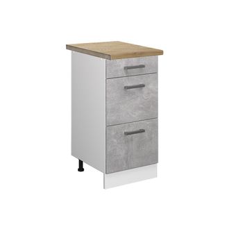 Vicco Mueble Bajo De Cocina R-line, Hormig&oacute;n, 40 Cm Con Cajones, Et Roble