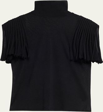 Alaia Godet-Sleeve Turtleneck Top