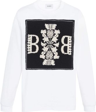Barrie logo patch long-sleeved T-shirt - men - Cashmere/Cotton - M - White