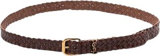 Saint Laurent Brown Braided Buckle Belt