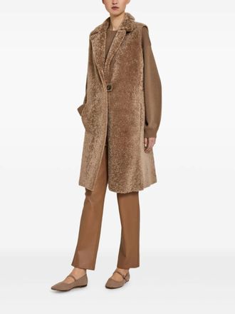 Manzoni24 buttoned textured coat - Brown