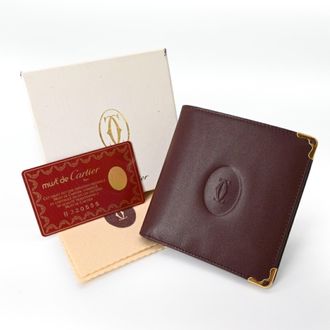 Cartier Must Bordeaux Red Color Leather Wallet (Bi-Fold) (Pre-Owned)