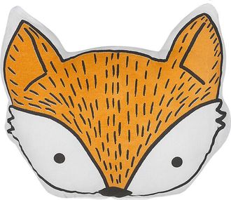 Beliani Beliani - Coj&iacute;n Infantil De Algod&oacute;n Naranja 50 X 40 Cm Forma De Zorro Decorativo Habitaci&oacute;n De Ni&ntilde;os Estampado Animal Vadodara