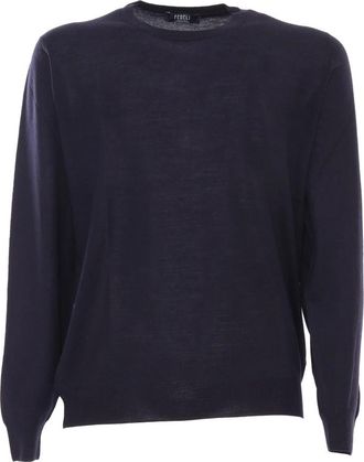 Fedeli Round-neck Knitwear, male, Black, Size: 3XL Crew-neck Sweater