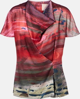 Roksanda Ilincic Top in raso di seta con stampa