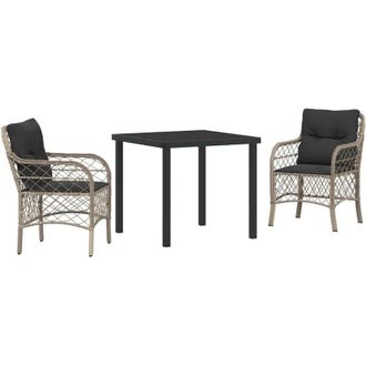 vidaXL Conjunto De Comedor De Jard&iacute;n 3 Pcs Gris Claro Polirat&aacute;n Vidaxl