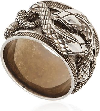 Roberto Cavalli Mens Interlocking Snake Ring, Size 20