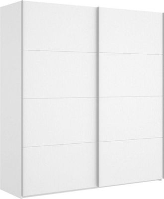 Dmora Dmora - Guardaroba Saltoro, Mobile appendiabiti per camera da letto, Armadio a 2 ante scorrevoli, 180x65h204 cm, Bianco, con imballo rinforzato