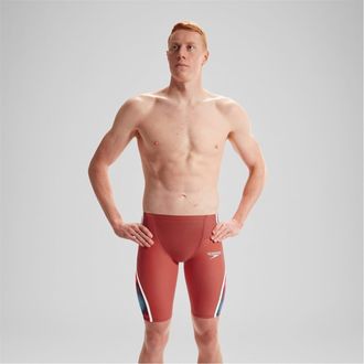 Speedo Mens Intent 2.0 Color Block Jammer Short in Red/Blue - Size 28 (Waist)