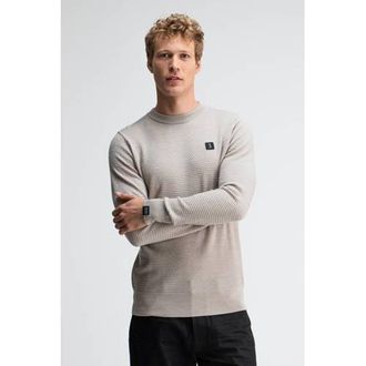 Butcher of Blue trui met wol met ingebreid patroon zand