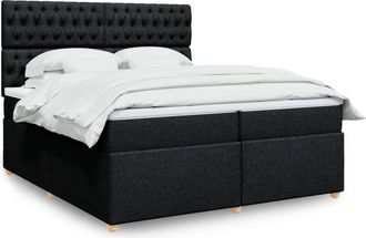 vidaXL Vidaxl - Cama Box Spring Con Colch&oacute;n Tela Negro 200x200 Cm