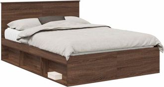 vidaXL Estructura De Cama Con Cabecera Roble Marr&oacute;n 140 X 200 Cm Vidaxl