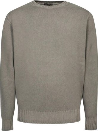 Dell'Oglio Beige Gebreide Kleding voor Moderne Man - Heren - Ronde hals truien - Beige - 3XL - Truien & Vesten